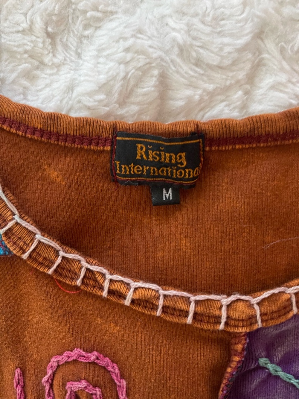 Y2K Rising International Patchwork Boho Festival Embroidered Cami Tank Top M - Picture 2 of 3